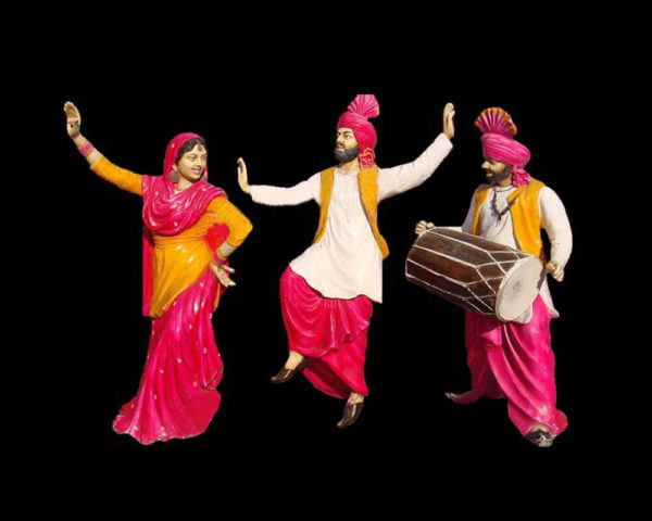 Traditional Punjabi Culture Bhangra Fiber Sculpture