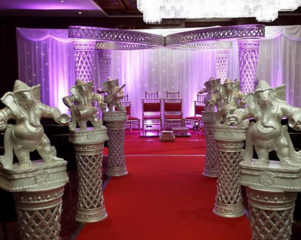 Wedding Mandap with Ailse Pillars along with Ganesha Statue